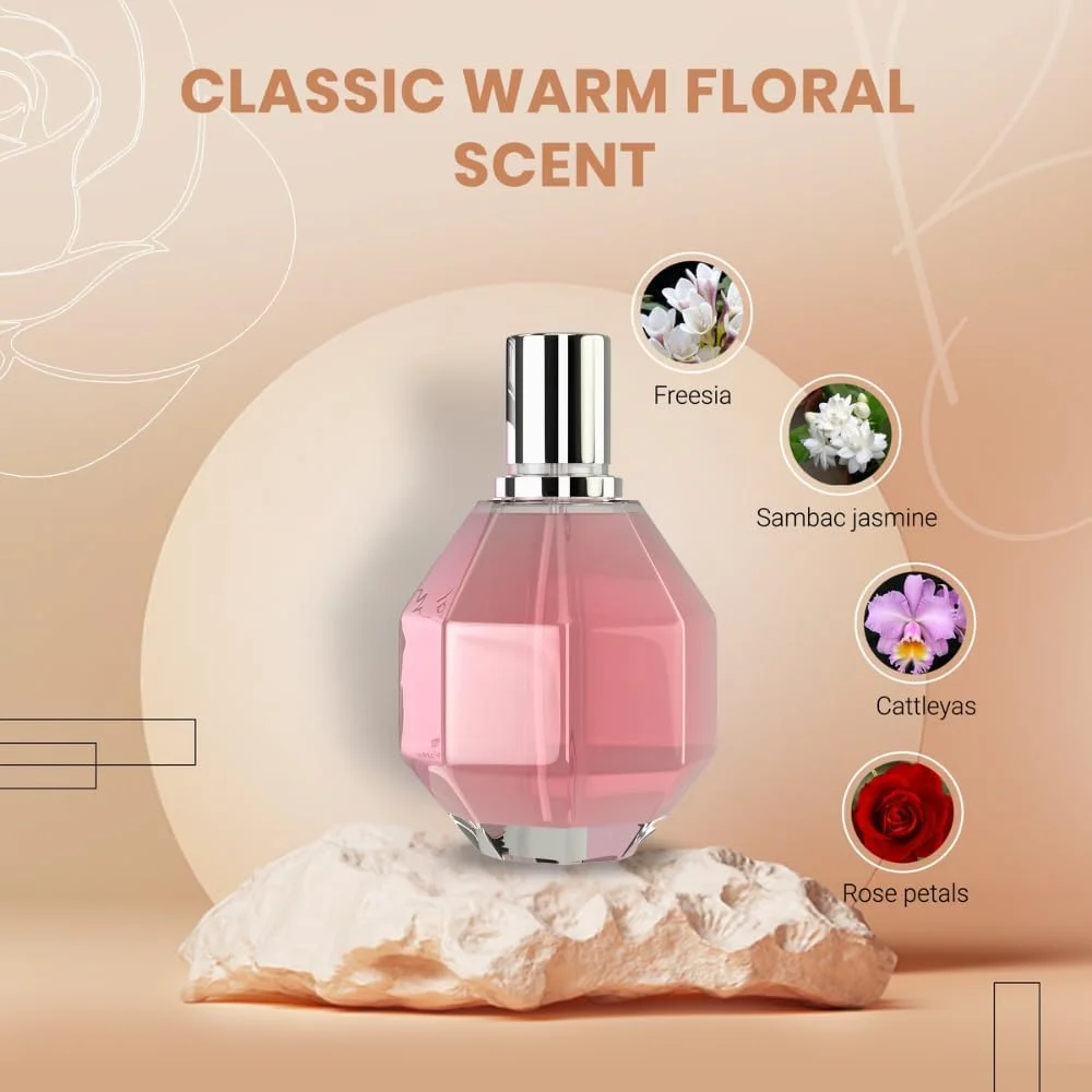 عطر زنانه ساندورا فراگرنسز، ادو پرفیوم اسپری طبیعی، رایحه های گرم و کلاسیک گل رز، گل فریزیا، ارکیده کاتلیا، 100 میلی لیتر 3.4 fl oz