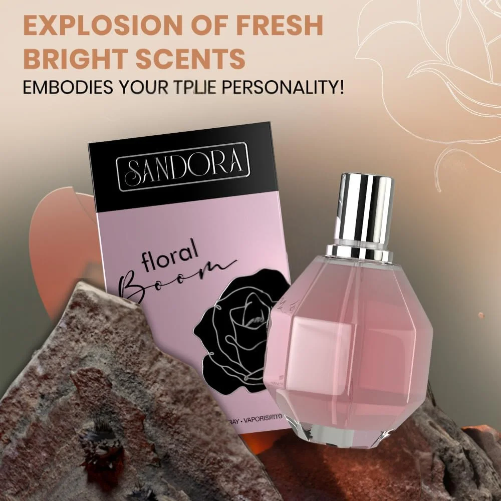 عطر زنانه ساندورا فراگرنسز، ادو پرفیوم اسپری طبیعی، رایحه های گرم و کلاسیک گل رز، گل فریزیا، ارکیده کاتلیا، 100 میلی لیتر 3.4 fl oz