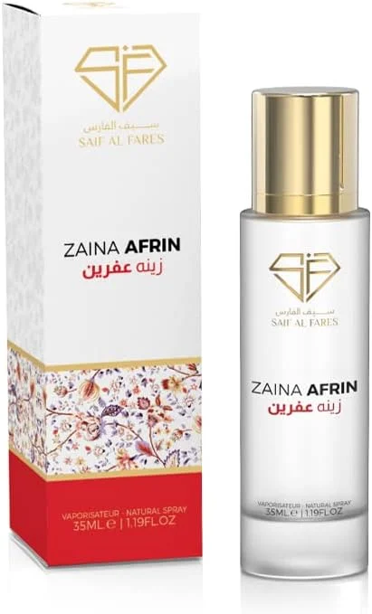 عطر زنانه و مردانه سیف الفارس زینه آفرین | اسپری بدون الکل با ماندگاری طولانی | رایحه اولیه برگ گل رز و سبز | بادی میست معطر و تازه با رایحه لوکس | 35 میلی لیتر