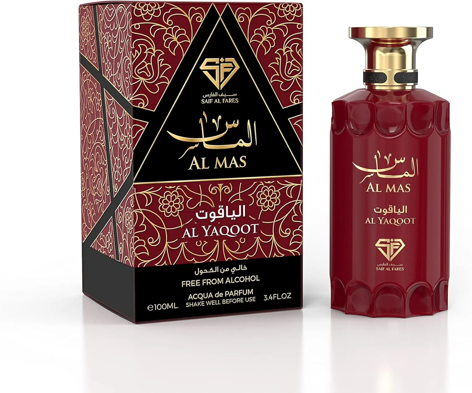 عطر سیف الفارس الماس الیاقوت | اسپری بدون الکل ماندگار унисекс | رایحه اولیه هلو، پرتقال، لیمو، تمشک | بادی میست خوشبو و تازه با رایحه مجلل | 100 میلی لیتر