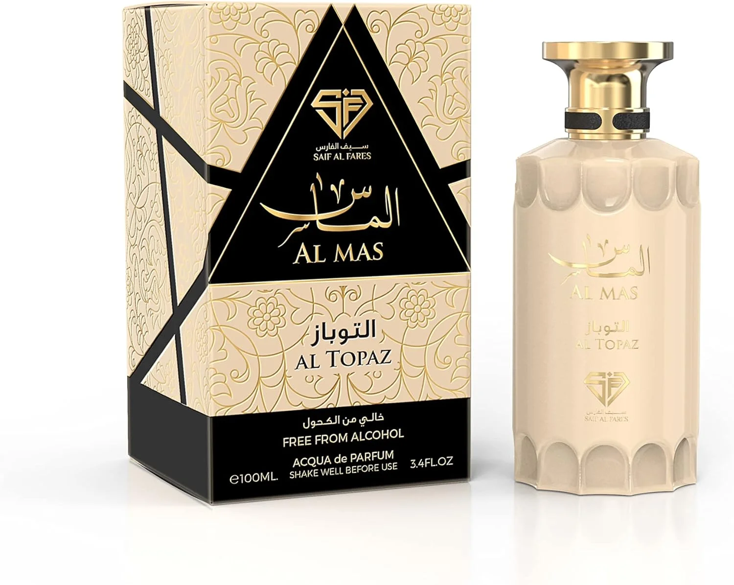 عطر سیف الفارس الماس التوپاز | اسپری بدون الکل ماندگار унисекс | نت های میخک و سبز | عطر بدن معطر و تازه با رایحه لوکس | 100 میلی لیتر