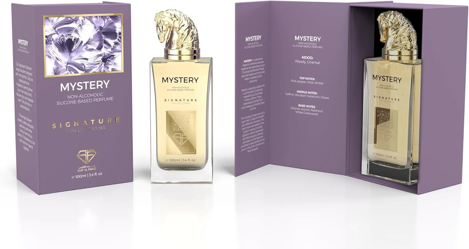 عطر سیف الفارس میستری سیگنیچر | اسپری بدون الکل ماندگار унисекс | رایحه های چوبی و شرقی | بادی میست معطر و تازه با رایحه لوکس | 100 میلی لیتر