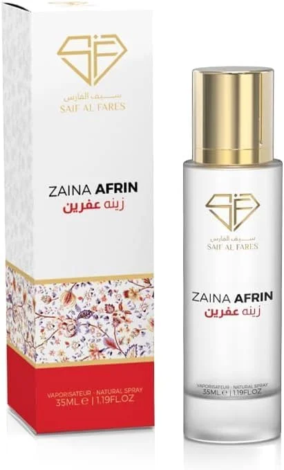 عطر سیف الفارس زینه آفرین | اسپری بدون الکل ماندگاری طولانی униsex | نت های ابتدایی برگ گل رز سبز | بادی میست معطر و تازه با رایحه لوکس | 35 میلی لیتر