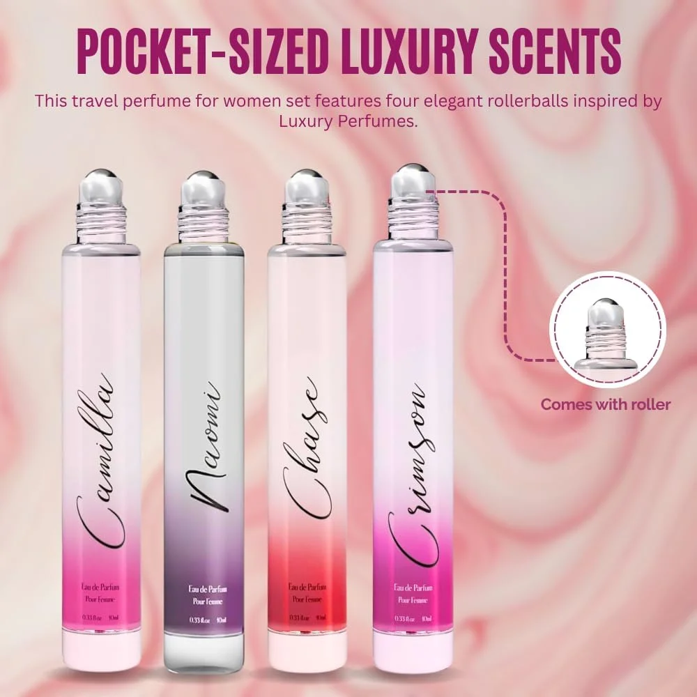 ست عطر رولی زنانه Regal Fragrances - Naomi، Camilla، Chase و Crimson - الهام گرفته از BRIGHT CRYSTAL، JADORE، BAC. RUG. 540 - (0.33 fl oz / 10 ml) هر کدام ست عطر رولی زنانه Regal Fragrances - Naomi، Camilla، Chase و Crimson - الهام گرفته از BRIGHT CRYSTAL، JADORE، BAC. RUG. 540 - (0.33 fl oz / 10 ml) هر کدام