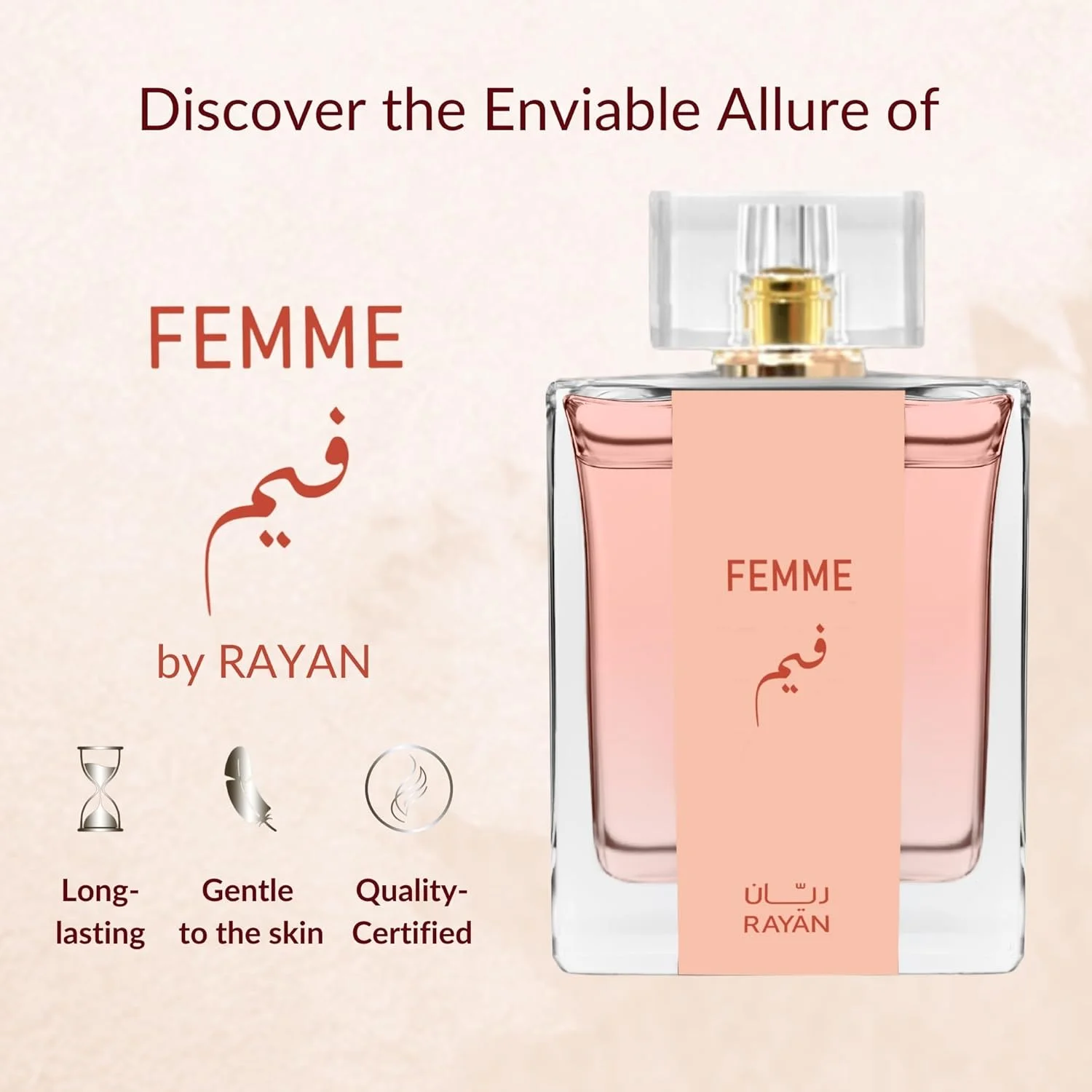 ادکلن زنانه رایان Femme - ادو پرفیوم عربی ماندگار، 100 میلی لیتر (3.34 fl oz)، باغ گل با شهد شیرین، تمشک، ترنج، رز می، یاس، عنبر - هدیه ای ایده آل برای رمضان و عید