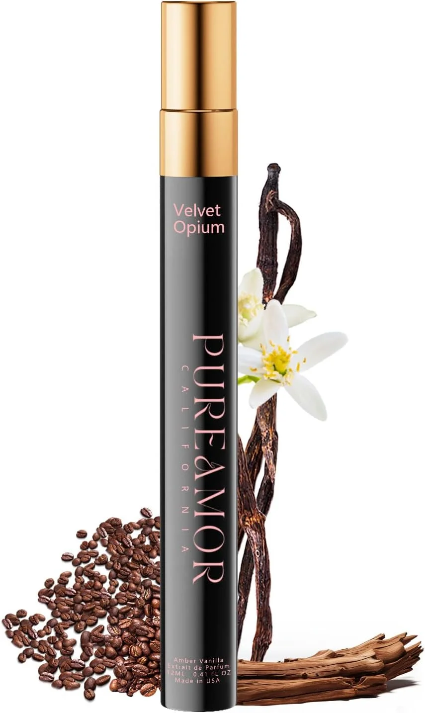 عطر فرمون زنانه PUREAMOR، عطر وانیل کهربایی، ادکلن ادو پرفیوم ماندگار، عطر فرمون تقویت شده برای مردان و زنان، اسپری عطر سایز مسافرتی 12 میلی لیتری (مخمل)