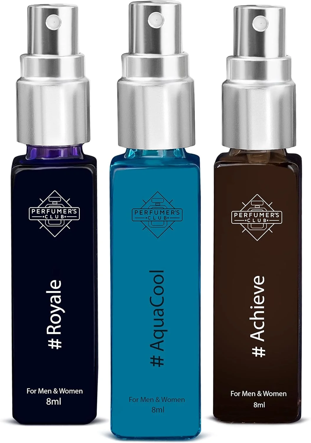 پرفیومرز کلاب بهترین عطر آبی برای زنان و مردان | مجموعه 3 ادو پرفیوم - 8 میلی لیتر هر کدام | پر کننده برای لایتر | مناسب جیب | 18% روغن برای ماندگاری طولانی