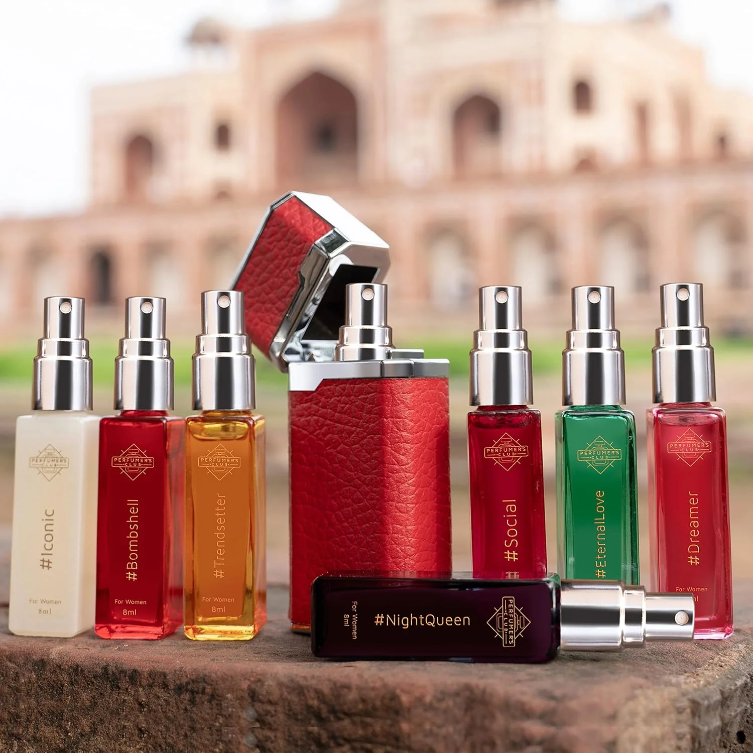 پرفیومرز کلاب Lightr - اولین عطر قابل تعویض هند | بسته ترکیبی Lightr+7x8ml ادو پرفیوم | ست کامل عطر زنانه هدیه | 18% روغن برای ماندگاری طولانی