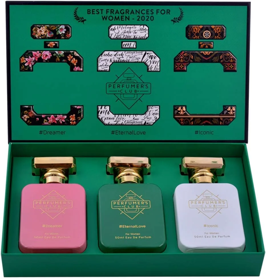 ست هدیه عطر زنانه "بهترین عطر برای زنان" پرفیومرز کلاب شامل 3 عطر (Dreamer + EternalLove + Iconic) ماندگاری تا 24 ساعت (ادو پرفیوم) | هدیه برای دیوالی || هدیه برای دیوالی | هدیه راکی برای برادر | دوستی