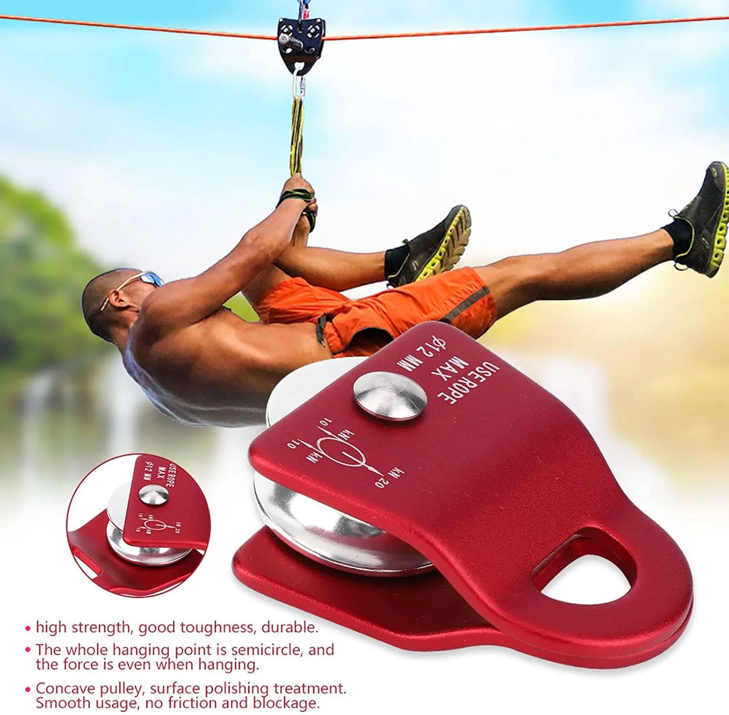 قرقره کوهنوردی عمومی، قرقره آلومینیوم هوانوردی کوچک با استحکام بالا برای صخره نوردی کوهنوردی (قرمز) قرقره کوهنوردی عمومی، قرقره آلومینیوم هوانوردی کوچک با استحکام بالا برای صخره نوردی کوهنوردی (قرمز)