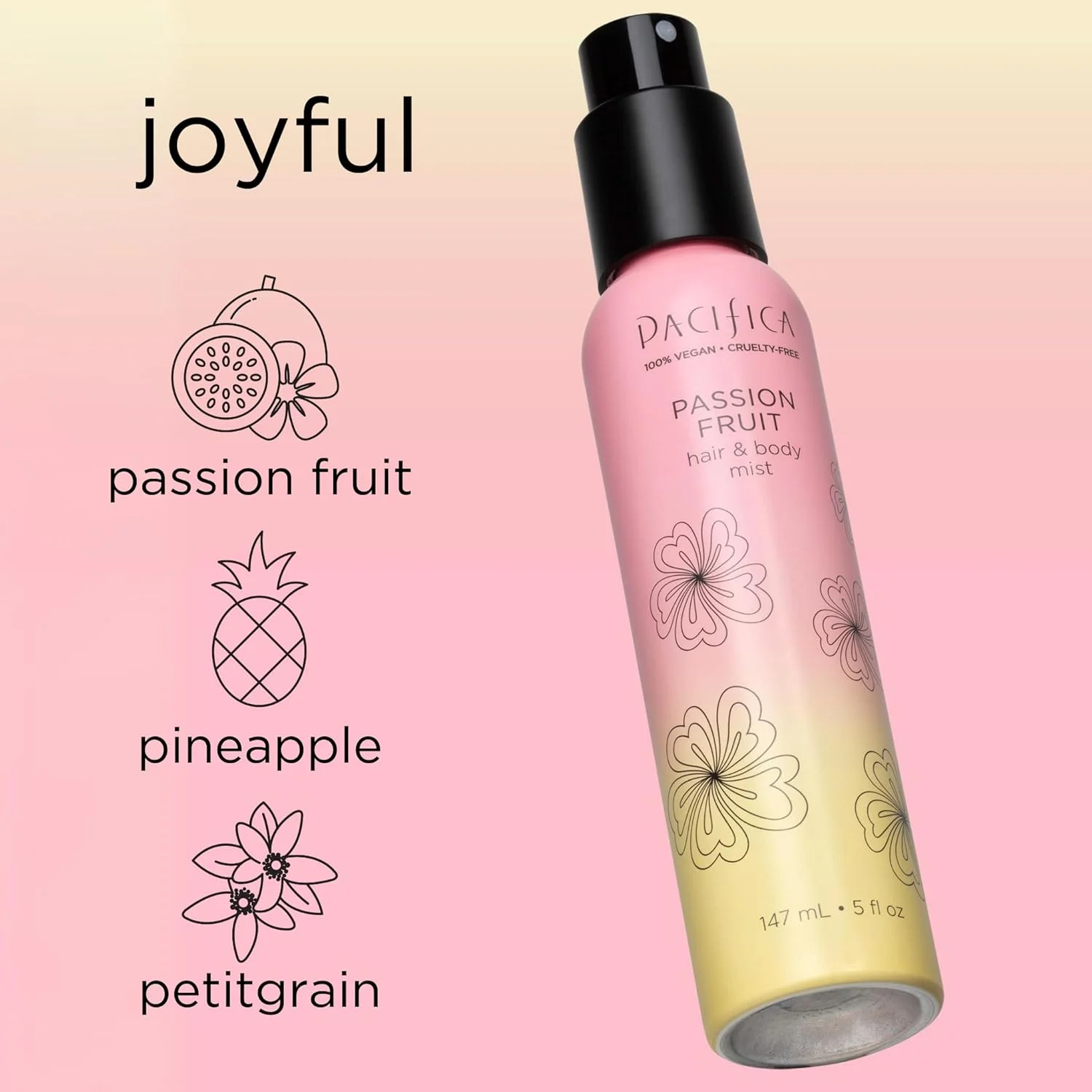 عطر مو و اسپری بدن کامل زنانه پاسیفیکا - عطر میوه گل ساعتی با رایحه آناناس، شکوفه پرتقال، وانیل، چوب صندل و ترنج - بدون الکل، وگان و بدون ظلم حیوانی، 147 میلی لیتر عطر مو و اسپری بدن کامل زنانه پاسیفیکا - عطر میوه گل ساعتی با رایحه آناناس، شکوفه پرتقال، وانیل، چوب صندل و ترنج - بدون الکل، وگان و بدون ظلم حیوانی، 147 میلی لیتر