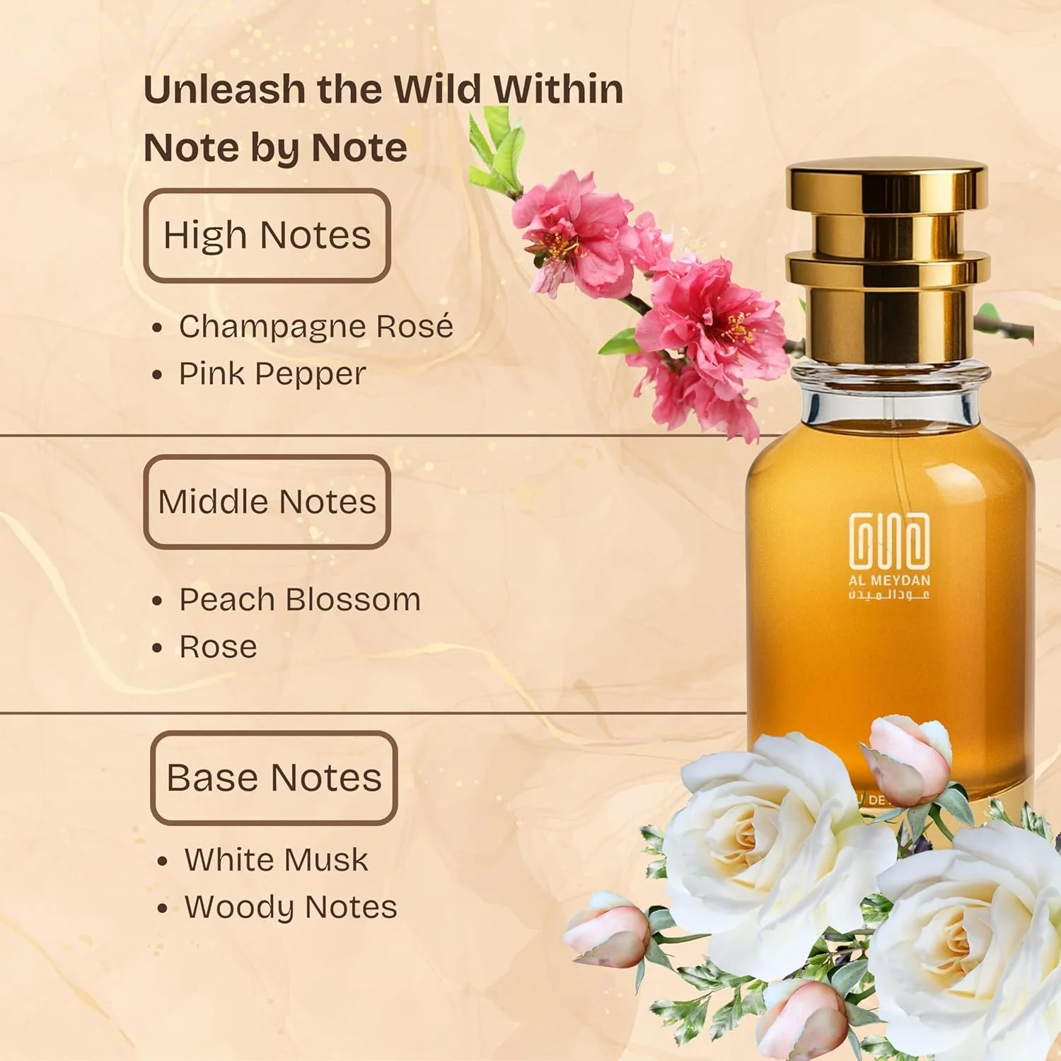 عطر روغنی زنانه عود المیدان - الهام گرفته از 212 وی آی پی رز، رایحه میوه ای گلی با شامپاین، شکوفه هلو و مشک - بدون الکل، ماندگاری طولانی و ظریف (50 میلی لیتر)