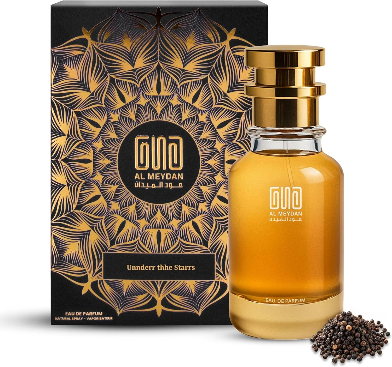 عطر روغنی عود المیدان زنانه و مردانه – الهام گرفته از Unnderr thhe Starrs – عطر روغنی بدون الکل با رایحه فلفل سیاه، چرم و عود – ماندگاری طولانی، جسورانه و مرموز (100 میلی لیتر)