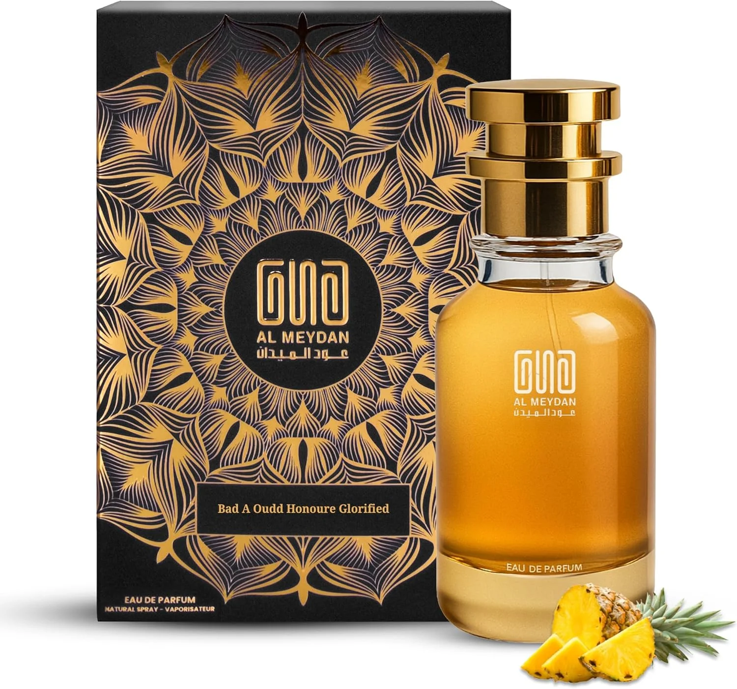عطر روغنی عود المیدان زنانه و مردانه – الهام گرفته از Bad A Oudd Honoure Glorified – عطر روغنی گورمند و چوبی بدون الکل با رایحه آناناس، دارچین و وانیل – ماندگاری 8-10 ساعت (50 میلی لیتر)