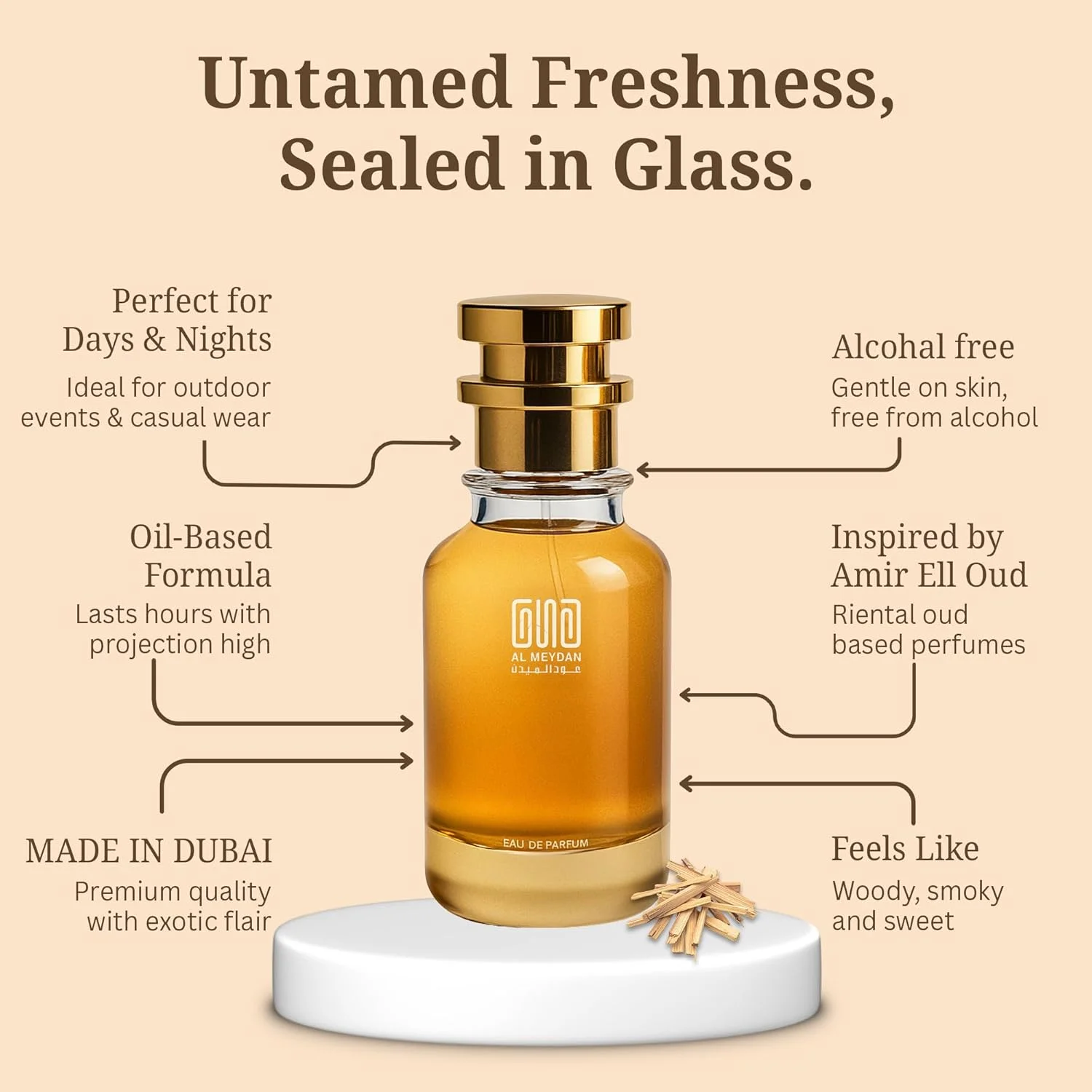 عطر روغنی عود المیدان زنانه و مردانه – مشابه عطر امیر ال عود اینتنسیفاید – عطر روغنی چوبی و شیرین بدون الکل با رایحه عود، وانیل و چوب صندل – ماندگاری طولانی 8 تا 10 ساعت (50 میلی لیتر)