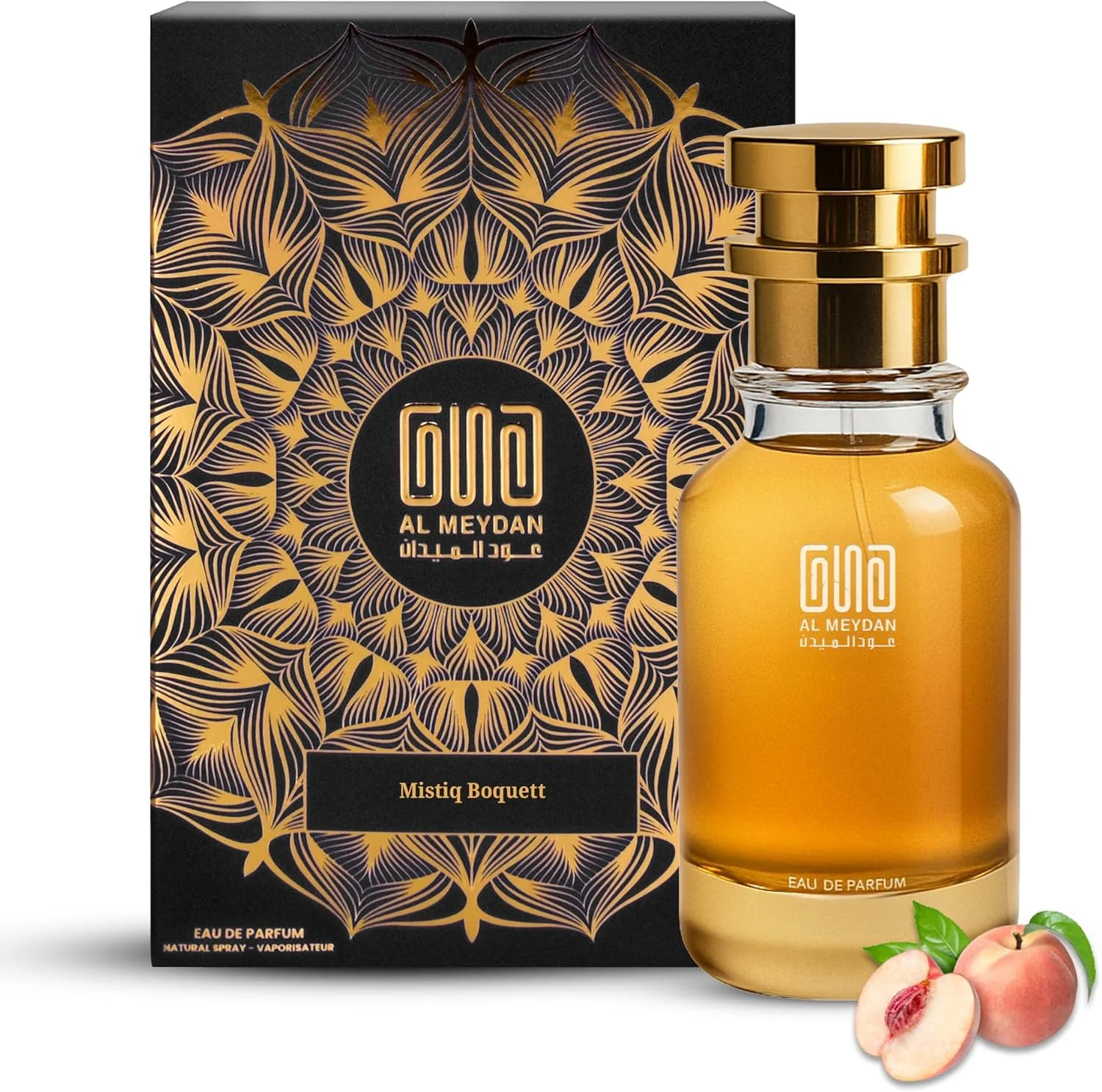 عطر روغنی عود المیدان زنانه – مشابه رایحه میستیک بوکت – عطر گلی و میوه ای بدون الکل با رایحه هلو سفید، گل صد تومانی و وانیل – ماندگاری طولانی 8-10 ساعت (30 میلی لیتر)