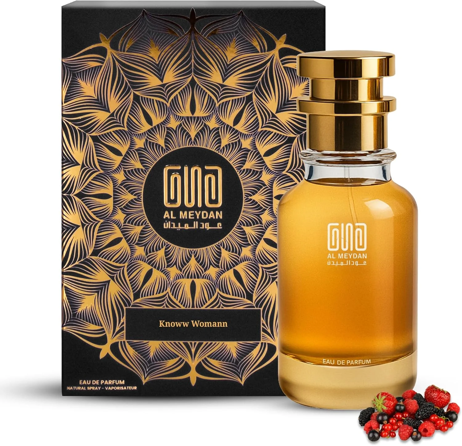 عطر روغنی عود المیدان زنانه – مشابه رایحه Knoww Womann – بدون الکل، شیرین و گلی با رایحه میوه های قرمز، مارشمالو و وانیل – ماندگاری طولانی 8-10 ساعت (30 میلی لیتر)
