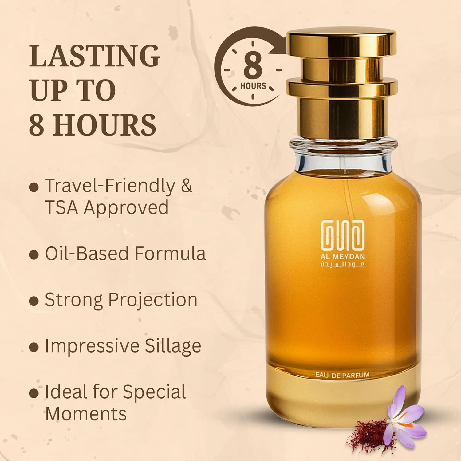 عطر روغنی عود المیدان زنانه و مردانه – الهام گرفته از Saafrran Secraat – روغن عطر بدون الکل با رایحه ادویه جات، زعفران و چوب های بلوند – ماندگاری طولانی، گرم و شیک (30 میلی لیتر)