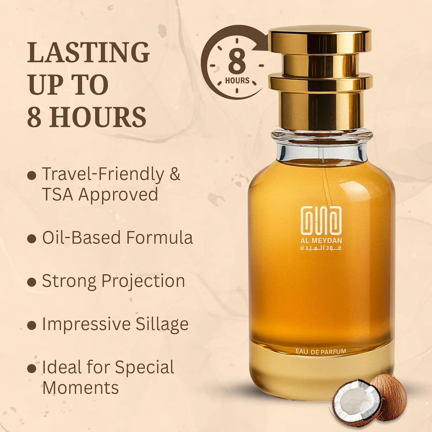 عطر روغنی عود المیدان زنانه و مردانه – الهام گرفته از شعفق – روغن عطر بدون الکل با رایحه بادام، نارگیل، وانیل و ارکیده – ماندگاری طولانی، شیرین و ظریف (100 میلی لیتر)