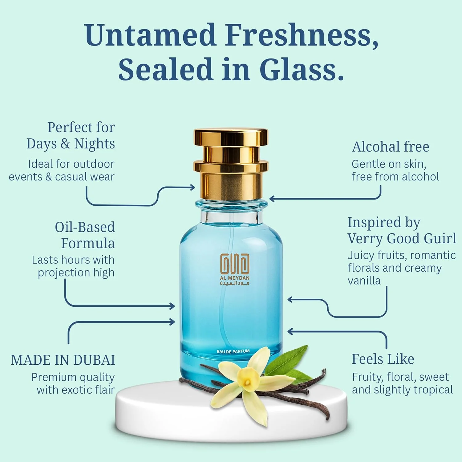 عطر روغنی عود المیدان زنانه – الهام گرفته از وری گود گرل – عطر روغنی بدون الکل با رایحه لیچی، رز و وانیل – رایحه میوه ای، گلی و شیرین ماندگار برای زنان (30 میلی لیتر)