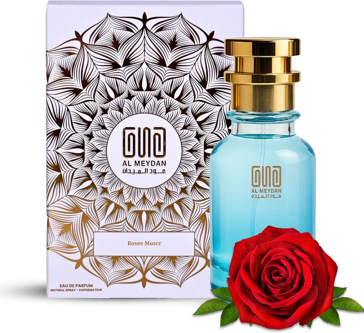 عطر روغنی زنانه عود المیدان - الهام گرفته از Rosee Muscc - عطر روغنی بدون الکل با رایحه های رز، مشک و یاس - ماندگاری طولانی، رایحه گلی، رمانتیک و ظریف (100 میلی لیتر)
