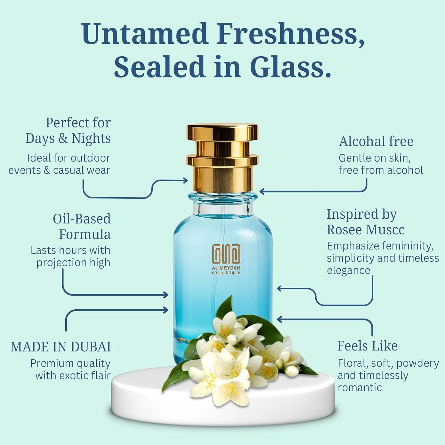 عطر روغنی زنانه عود المیدان - الهام گرفته از Rosee Muscc - عطر روغنی بدون الکل با رایحه های رز، مشک و یاس - ماندگاری طولانی، رایحه گلی، رمانتیک و ظریف (100 میلی لیتر) عطر روغنی زنانه عود المیدان - الهام گرفته از Rosee Muscc - عطر روغنی بدون الکل با رایحه های رز، مشک و یاس - ماندگاری طولانی، رایحه گلی، رمانتیک و ظریف (100 میلی لیتر)
