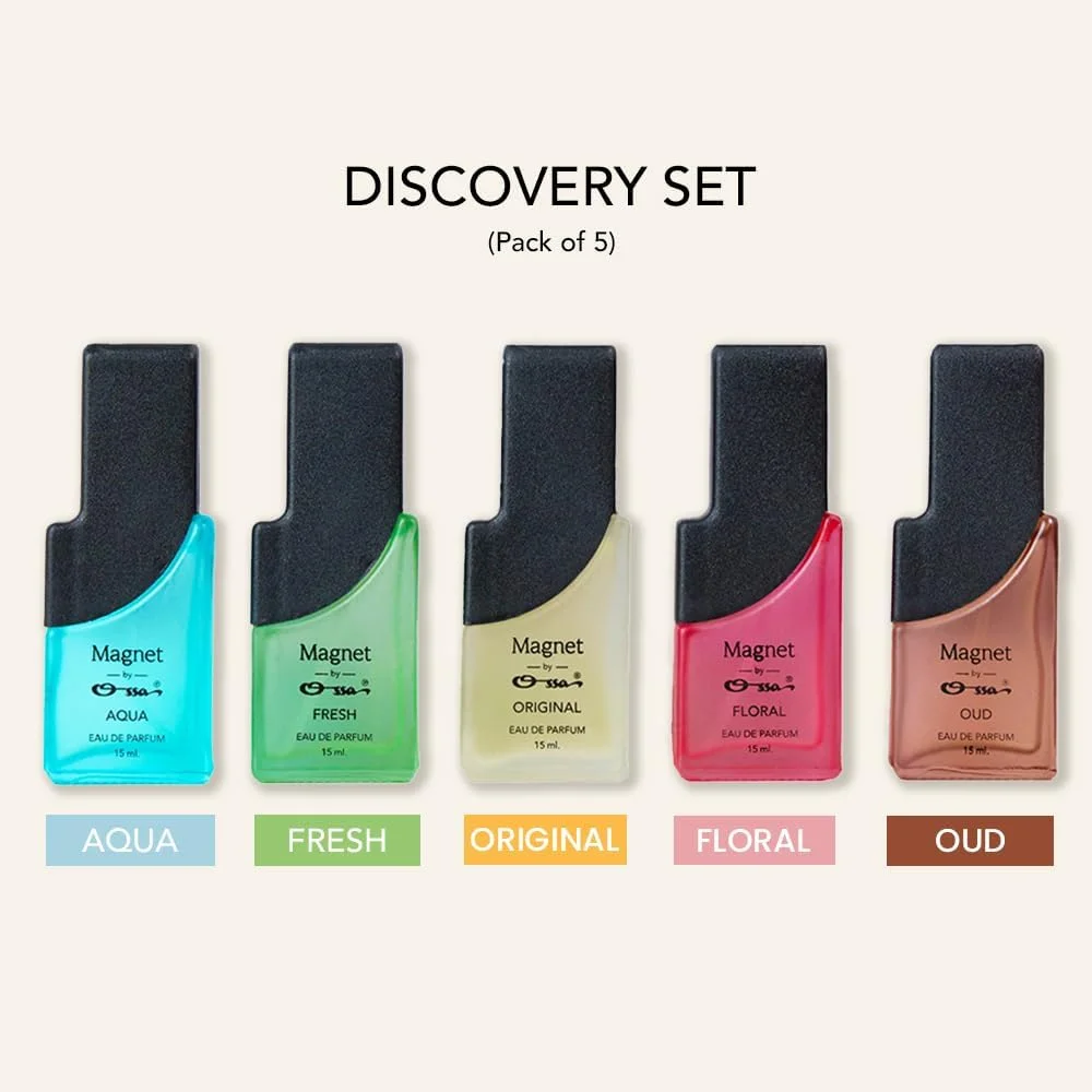 ست هدیه ادو پرفیوم Ossa Magnet Discovery Set 75ml | آکوا، فرش، اورجینال، عود، ست رایحه ممتاز گلی برای مردان و زنان | رایحه عطر ماندگار | بسته ترکیبی 5 عدد 15 میلی لیتری (بسته 5 عددی) ست هدیه ادو پرفیوم Ossa Magnet Discovery Set 75ml | آکوا، فرش، اورجینال، عود، ست رایحه ممتاز گلی برای مردان و زنان | رایحه عطر ماندگار | بسته ترکیبی 5 عدد 15 میلی لیتری (بسته 5 عددی)