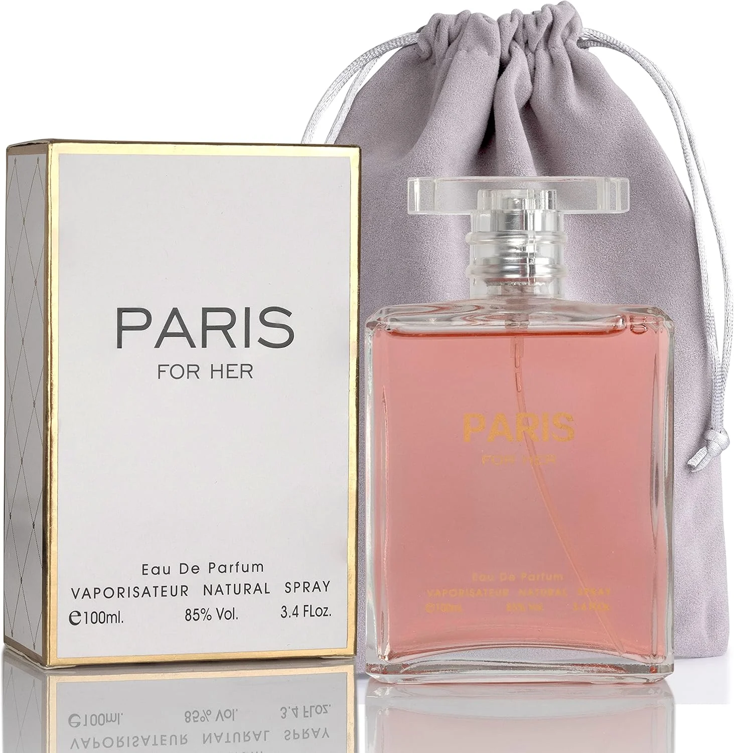 عطر ادو پرفیوم زنانه نووگلو پاریس فور هر، عطر زنانه - مناسب استفاده روزانه، ست ادکلن روزمره با کیف جیر لوکس - بطری 100 میلی لیتری - هدیه ایده آل EDT برای تولد، سالگرد (100 میل)