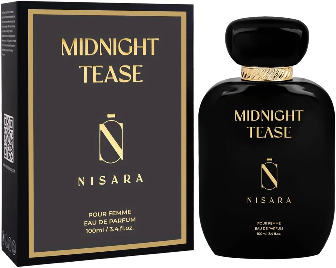 عطر زنانه نیسارا مدل Midnight Tease حجم 100 میلی لیتر | ادو پرفیوم ماندگار دخترانه | رایحه گلی چوبی مشک دار | با نت های مشک، چوب سدر و وانیل