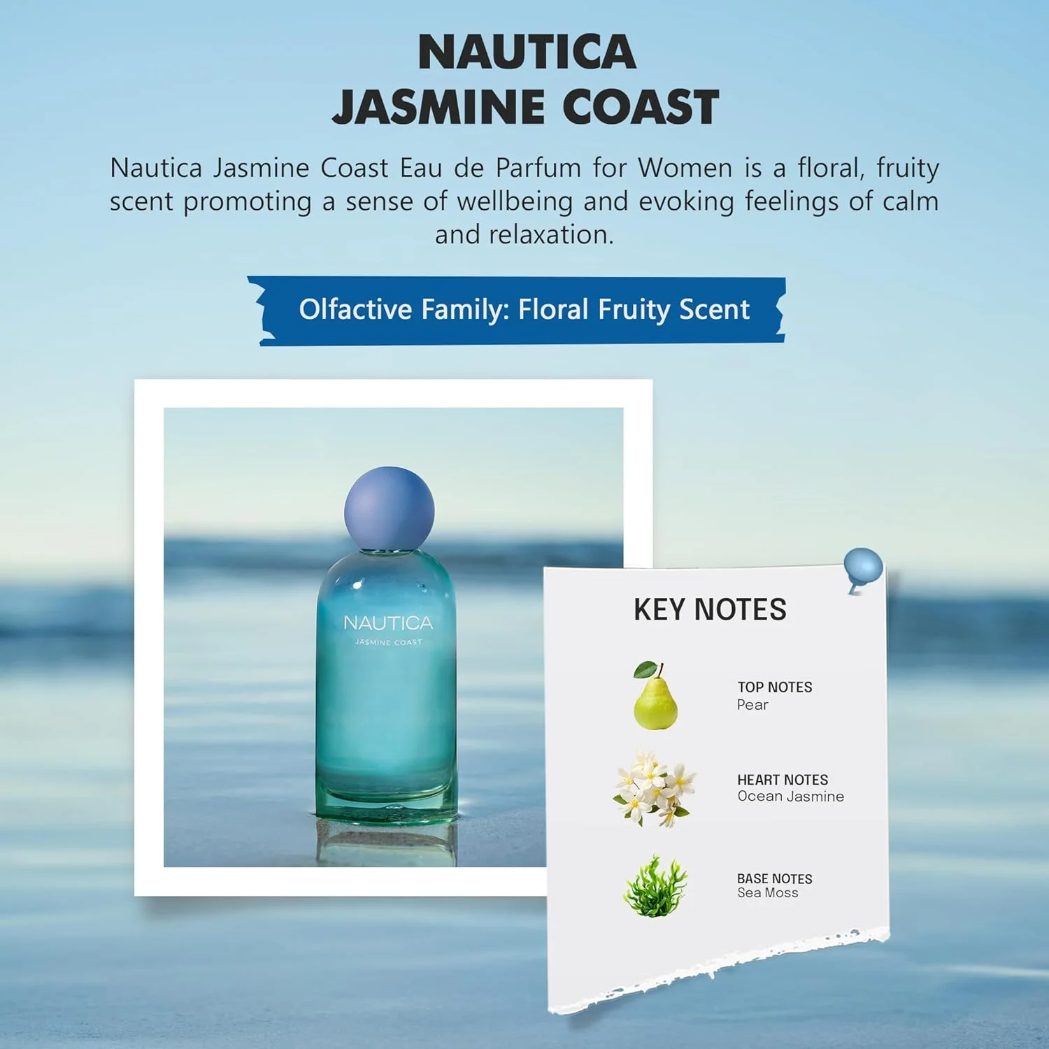 ادو پرفیوم زنانه ناتیکا مدل Jasmine Coast، عطر تقویت کننده خلق و خو، آرامش بخش، رایحه گلی-میوه ای، فرمول وگان، ماندگاری طولانی، 100 میلی لیتر ادو پرفیوم زنانه ناتیکا مدل Jasmine Coast، عطر تقویت کننده خلق و خو، آرامش بخش، رایحه گلی-میوه ای، فرمول وگان، ماندگاری طولانی، 100 میلی لیتر