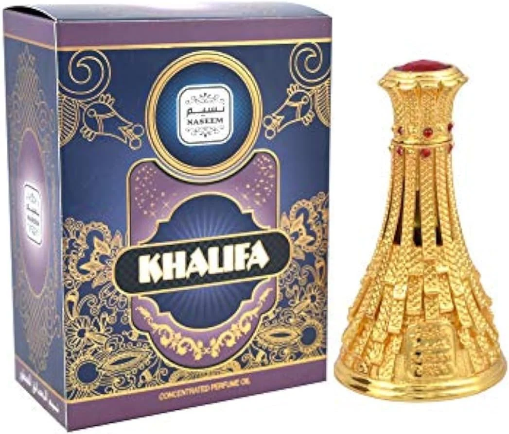 عطر ادو پرفیوم نسیم خلیفه 15 میلی لیتر - روغن عطر ممتاز унисекс با رایحه های ظریف چوبی، گلی و وانیلی - عطر عربی لوکس ماندگار برای مردان و زنان