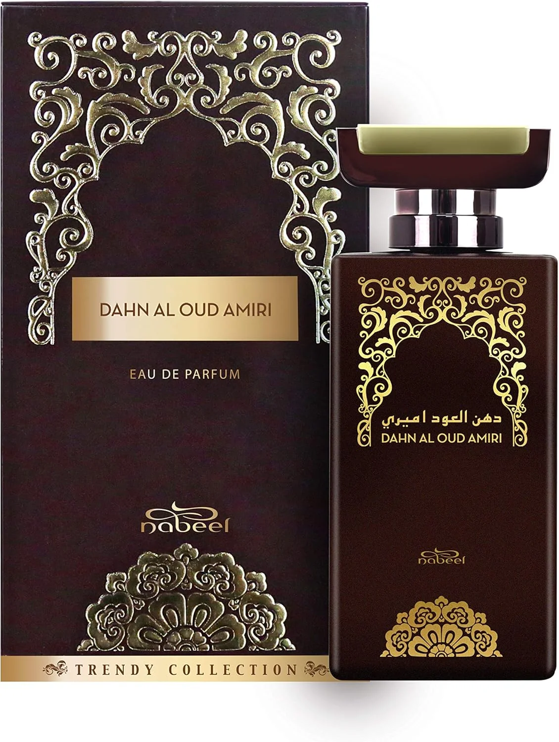 ادکلن унисекс نبیل دهن العود امیری (Eau De Parfum) 100 میلی لیتر (3.4oz) | مجموعه I TRENDY | دارای رایحه: لابدانوم، وانیل، عنبر، چرم، نعناع هندی، گایاک | عطرها