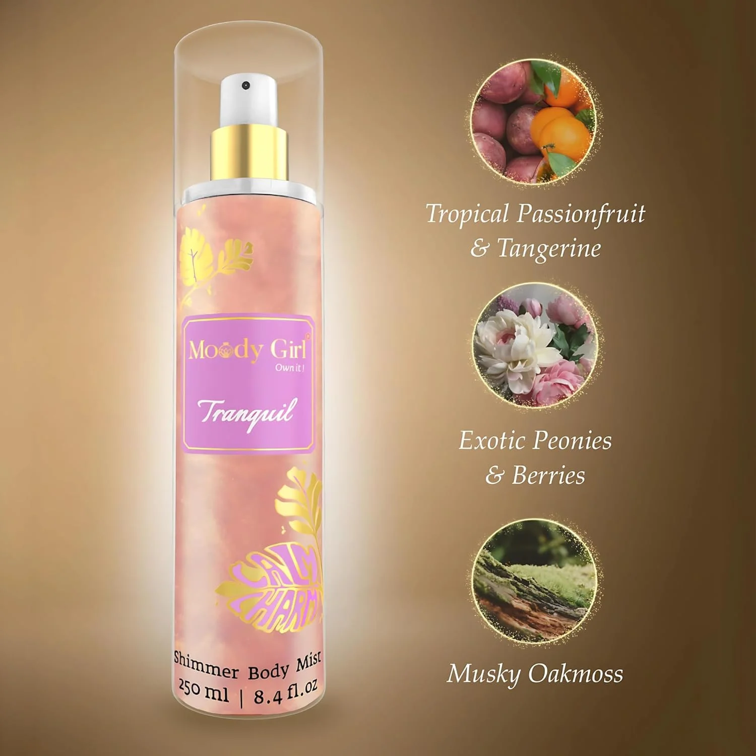 بادی میست شیمر ماندگار و لوکس Moody Girl Tranquil 250ml برای زنان و دختران | پشن فروت، نارنگی، گل صد تومانی و انواع توت ها، رایحه مشک و میوه ای برای زنان و دختران | ایده آل برای استفاده روزانه بادی میست شیمر ماندگار و لوکس Moody Girl Tranquil 250ml برای زنان و دختران | پشن فروت، نارنگی، گل صد تومانی و انواع توت ها، رایحه مشک و میوه ای برای زنان و دختران | ایده آل برای استفاده روزانه