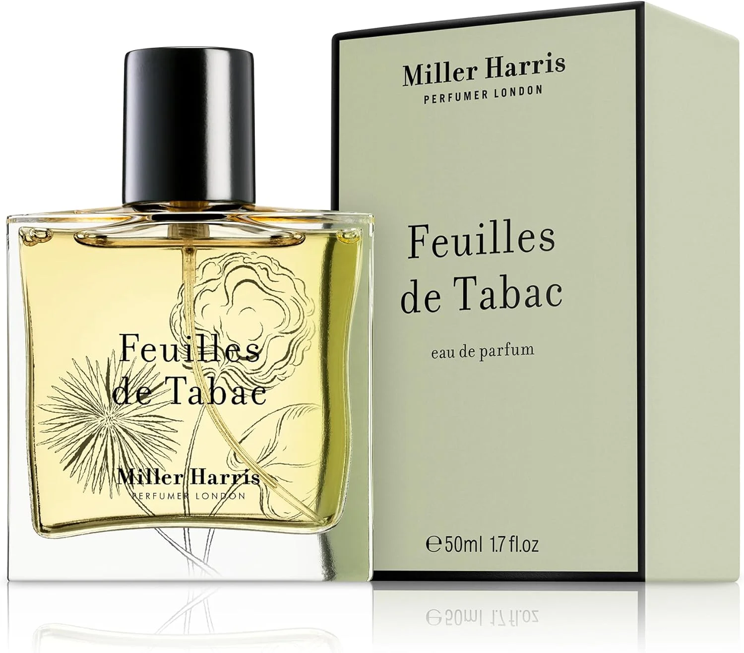 عطر ادکلن مردانه و زنانه (یونیسکس) Miller Harris Feuilles de Tabac Eau de Parfum | رایحه تند، چوبی و شیپر | مواد اولیه طبیعی و وگان | بدون فتالات یا رنگ های مصنوعی - مناسب استفاده روز و شب - 50 میلی لیتر