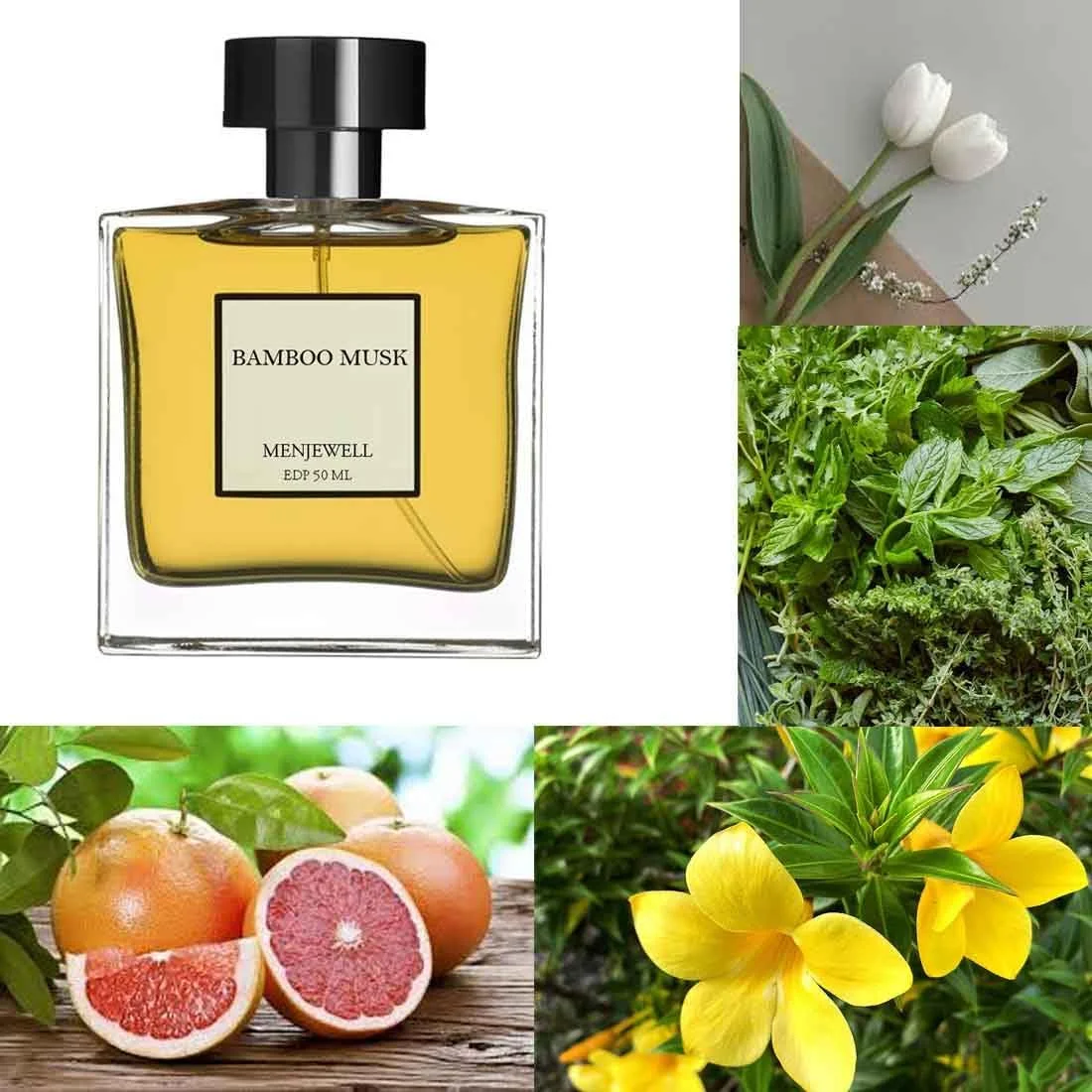 ادکلن مردانه مجوول Luxury BAMBOO MUSK با رایحه مرکبات، گل سفید، گل زرد و ادویه تازه | عطر شرقی ممتاز و ماندگار برای مردان، 50 میلی لیتر