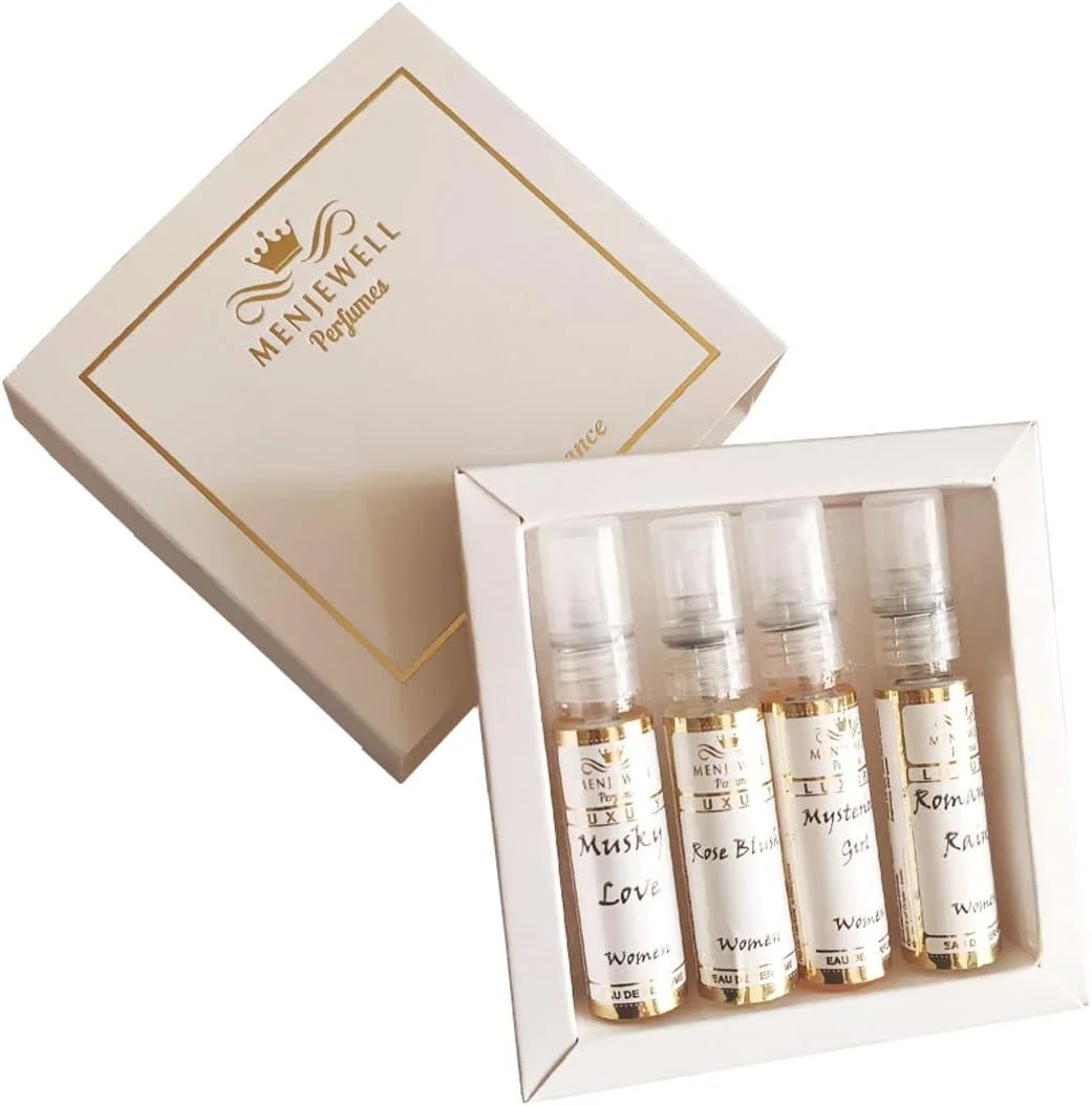 مجموعه 4 عددی عطر زنانه ممتاز منجول | رایحه ماندگار | ادو پرفیوم | طراوت تمام روز | ست هدیه | 4 عدد 10 میلی لیتری