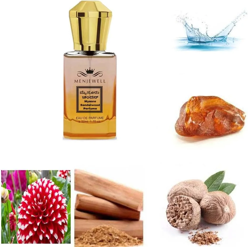عطر چوب صندل Mysore Menjewell برای مردان و زنان | عطر جیبی | ادو پرفیوم | بهترین هدیه با رایحه لوکس ماندگار | عطر استفاده روزانه | (50 میلی لیتر)