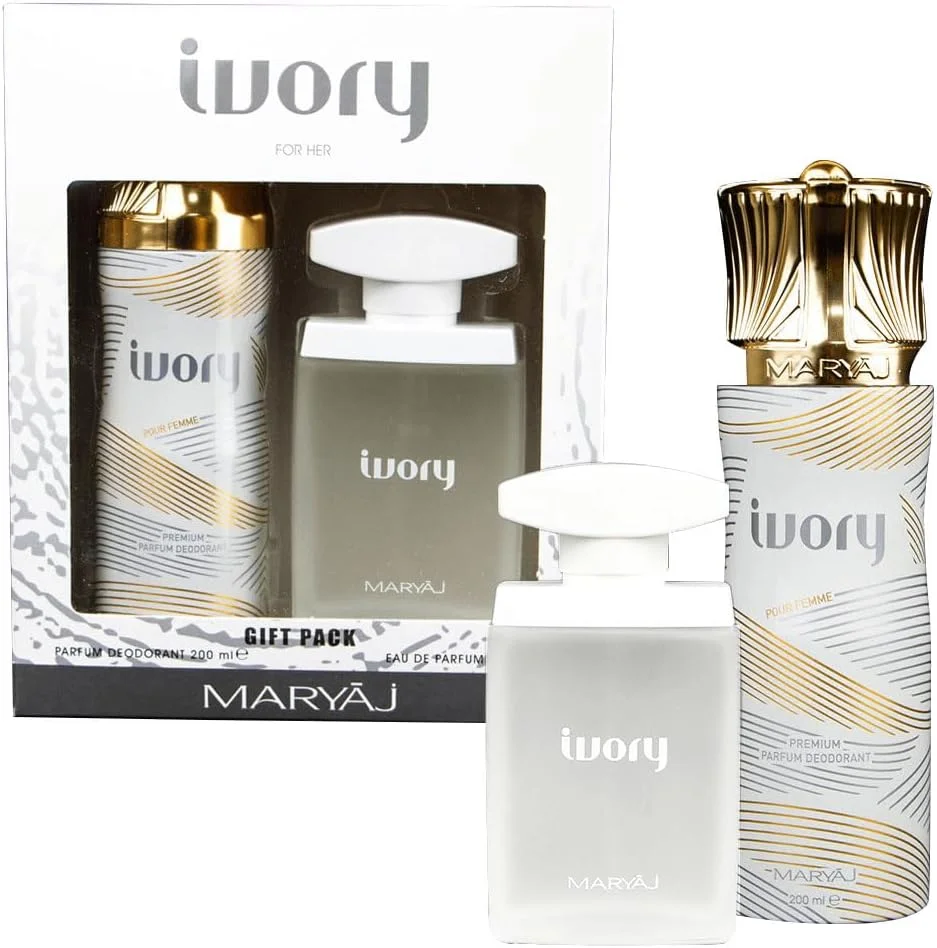 ست هدیه عطر زنانه Maryaj Ivory (ادو پرفیوم 100 میلی لیتر + اسپری بدن 200 میلی لیتر)