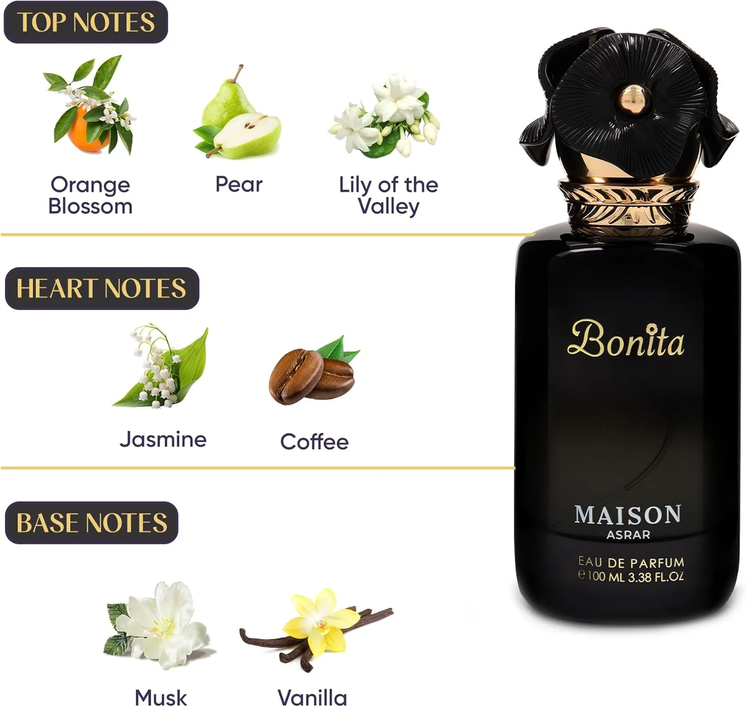 ادکلن زنانه Maison Asrar Bonita Eau de Parfum Spray - عطر لوکس ماندگار، رایحه ممتاز، عطر ممتاز یونیسکس | 100 میلی لیتر ادکلن زنانه Maison Asrar Bonita Eau de Parfum Spray - عطر لوکس ماندگار، رایحه ممتاز، عطر ممتاز یونیسکس | 100 میلی لیتر