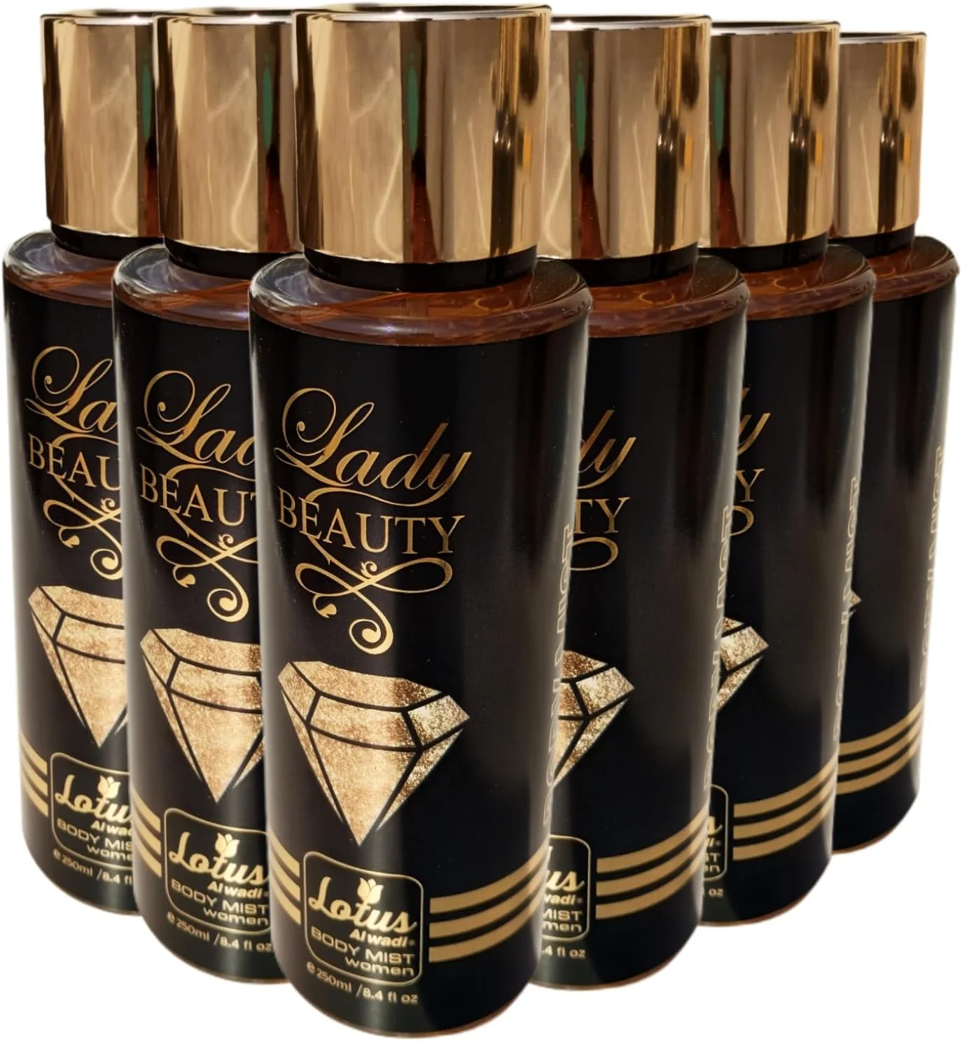 عطر زنانه لوتوس الوادی، بادی میست زنانه، مجموعه امضا، 250 میلی لیتر (ست هدیه 6 عددی)