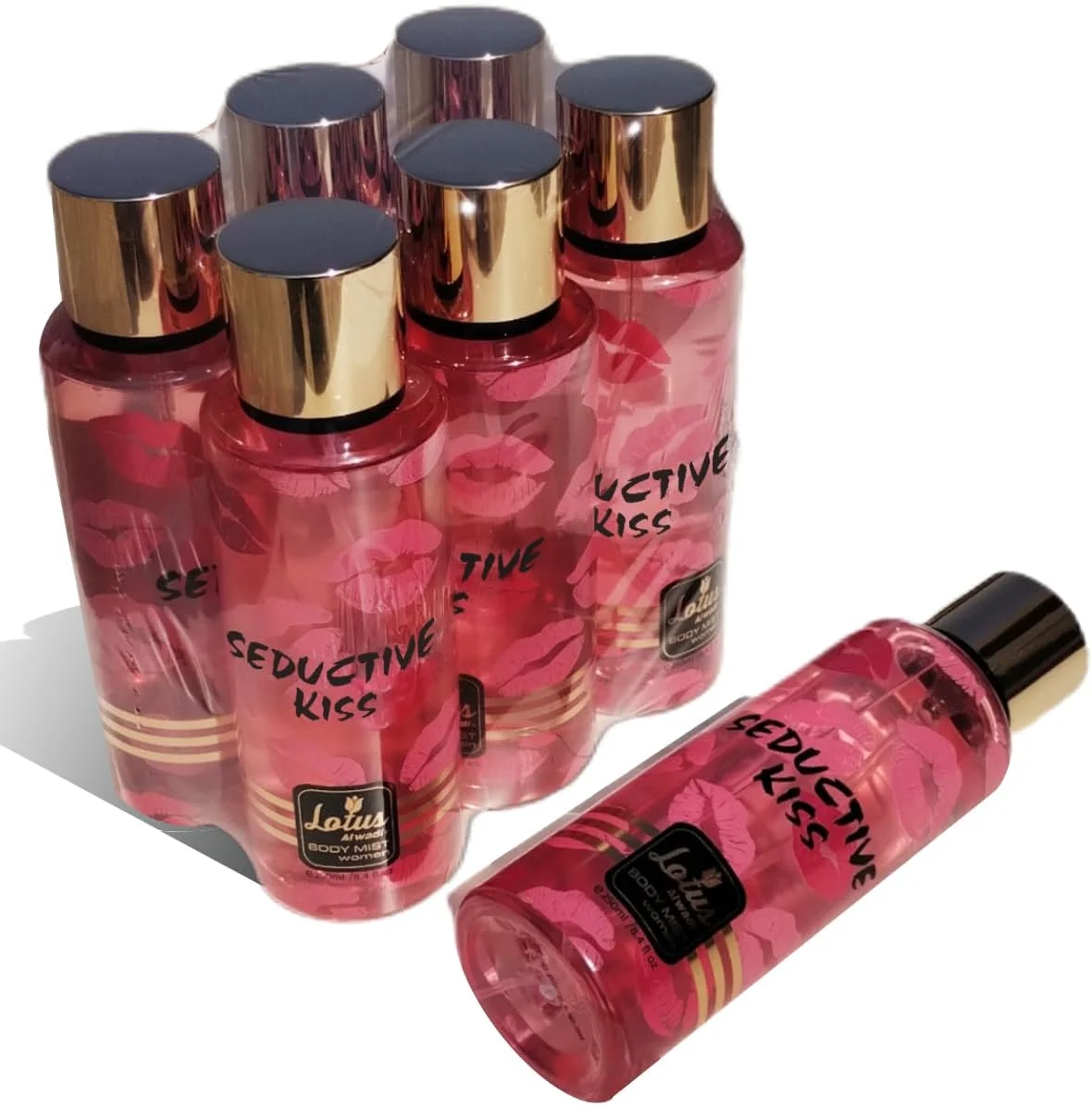 لوتوس الوادی، عطر Seductive Kiss، بادی میست زنانه، مجموعه Signature، 250 میلی لیتر (ست هدیه 6 تکه)