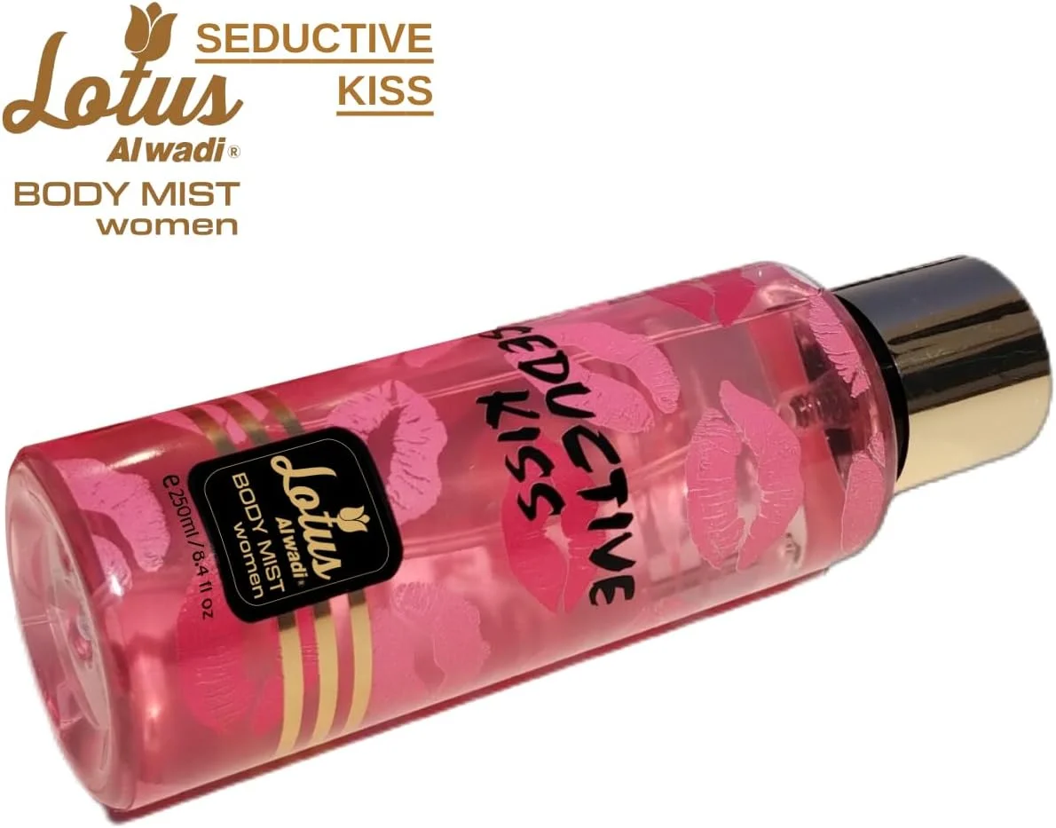 لوتوس الوادی، عطر Seductive Kiss، بادی میست زنانه، مجموعه Signature، 250 میلی لیتر (ست هدیه 6 تکه)