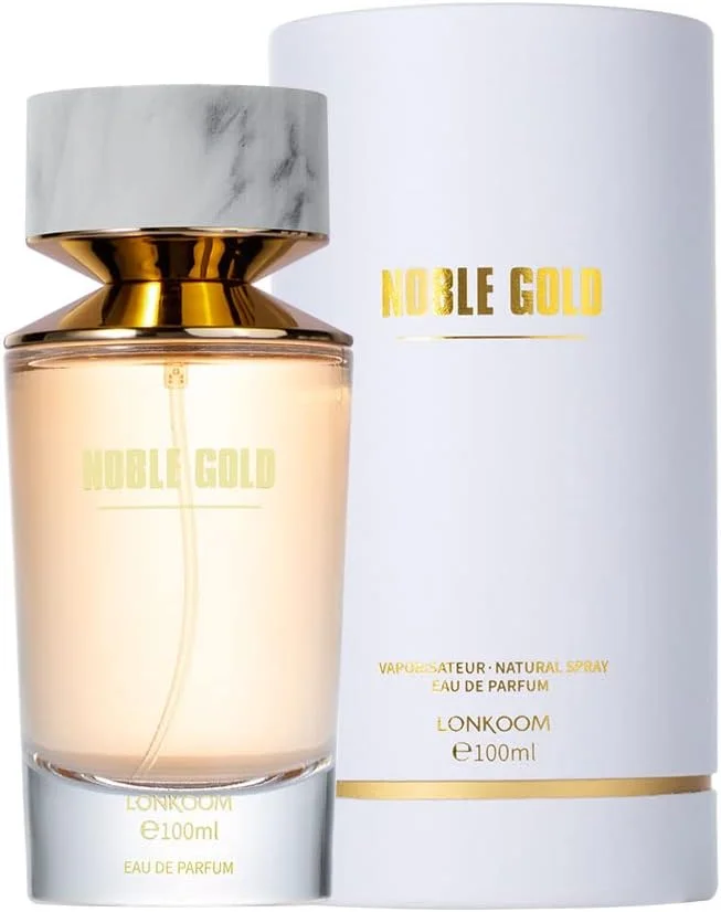 عطر زنانه LONKOOM با رایحه وانیل شیرین، شرقی-گلی، ادو پرفیوم NOBLE Gold حجم 100 میلی لیتر، عطر للجنسين