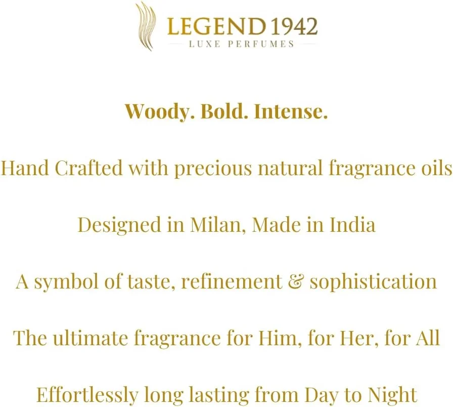 عطر لوکس لجند 1942 از آمیتاب باچان | عطر مایع ماندگار هریتیج بلک برای مردان و زنان | ادکلن - رایحه چوبی | هدیه تولد سالگرد برای زن و شوهر | ملزومات روزمره | 100 میلی لیتر