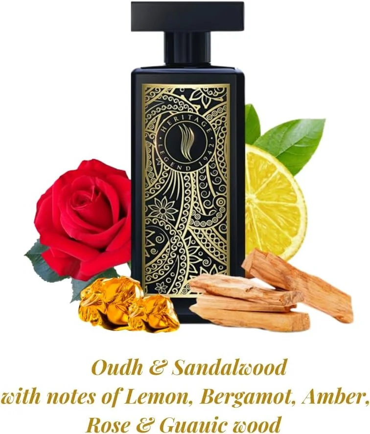 عطر لوکس لجند 1942 از آمیتاب باچان | عطر مایع ماندگار هریتیج بلک برای مردان و زنان | ادکلن - رایحه چوبی | هدیه تولد سالگرد برای زن و شوهر | ملزومات روزمره | 100 میلی لیتر