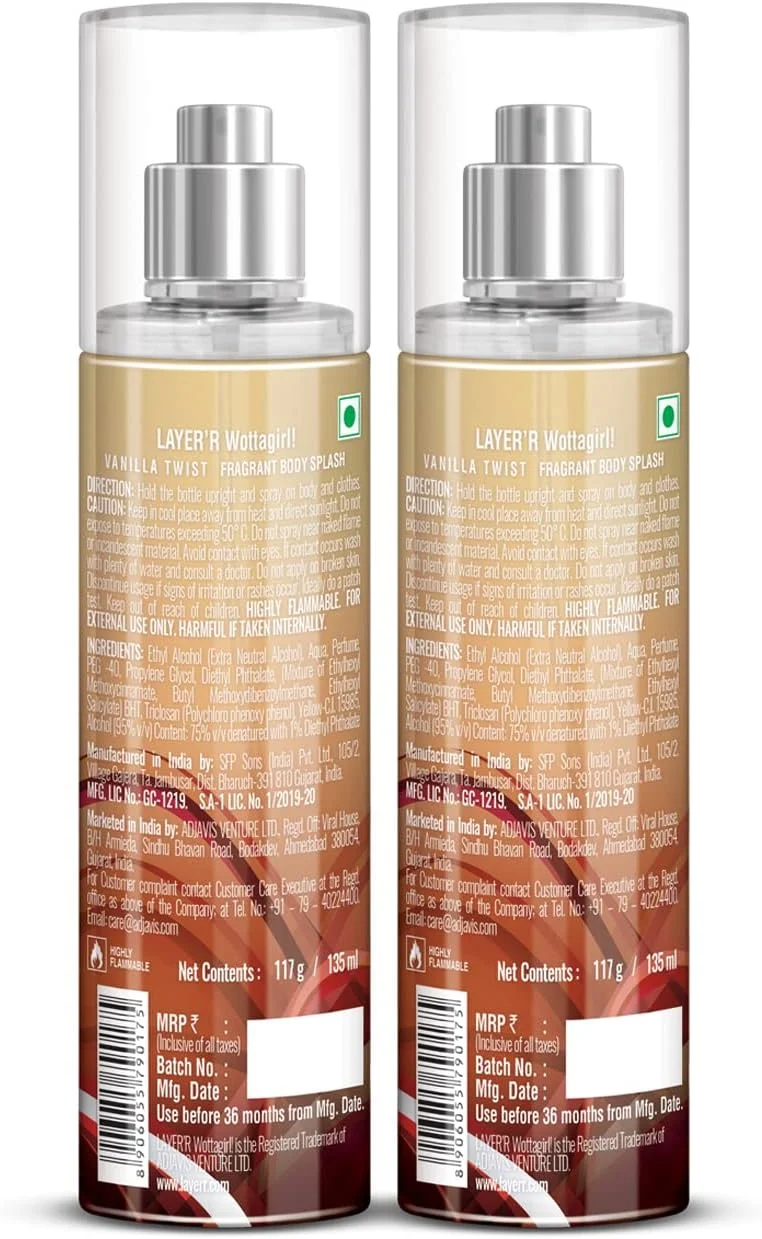 اسپری خوشبو کننده بدن زنانه Layer'r Wottagirl مدل Vanilla Twist | ماندگاری طولانی (135 میلی لیتر) (بسته 2 عددی) اسپری خوشبو کننده بدن زنانه Layer'r Wottagirl مدل Vanilla Twist | ماندگاری طولانی (135 میلی لیتر) (بسته 2 عددی)