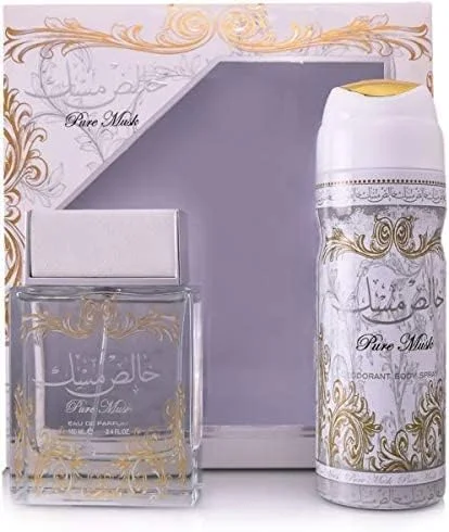 عطر خالص مشک لطافه مردانه و زنانه EDP 100ml + دئودورانت عطر خالص مشک لطافه مردانه و زنانه EDP 100ml + دئودورانت