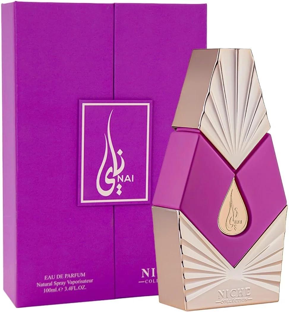 عطر زنانه NAI نیش از Khalis Perfumes، رایحه گلی-چوبی مشک، 100 میلی لیتر، ادو پرفیوم، با رایحه های گیلاس، زعفران، رز، کهربا