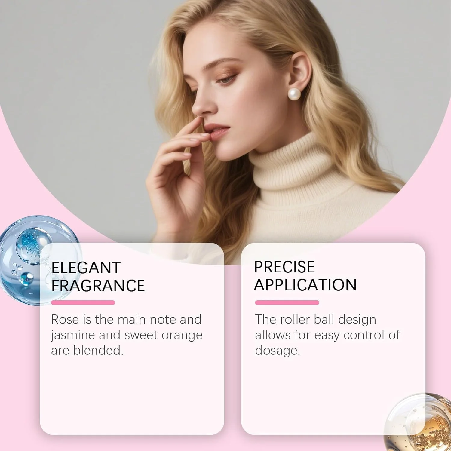 عطر زنانه KASTWAVE، روغن عطر گل رز ماندگار با اپلیکاتور رولی، عطر گلی قابل حمل برای قرار ملاقات، هدیه برای او، 15 میلی لیتر (صورتی)
