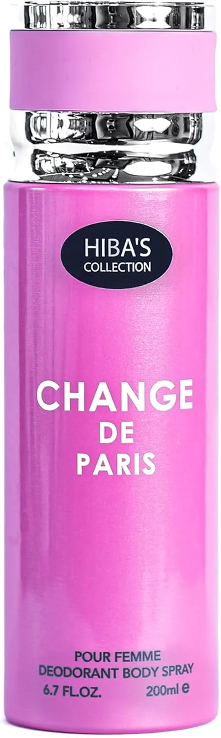 اسپری خوشبو کننده بدن زنانه Change De Paris Pour Femme از HIBA'S COLLECTION - رایحه ای ظریف الهام گرفته از پاریس برای زنان، 200 میلی لیتر - طراوت طولانی مدت و رایحه ای نفیس